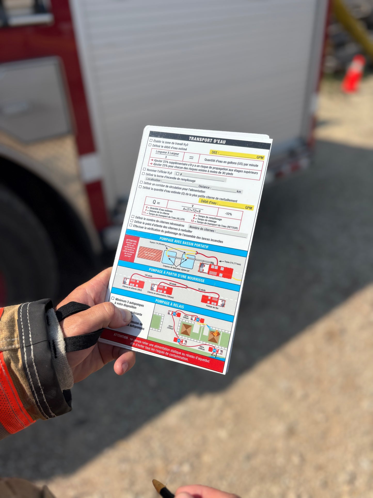 Fiche aide-mémoire pour tablette d'intervention