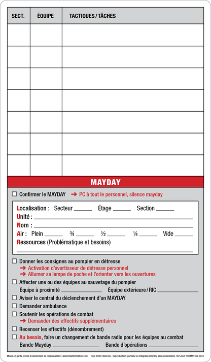 Fiche aide-mémoire pour tablette d'intervention