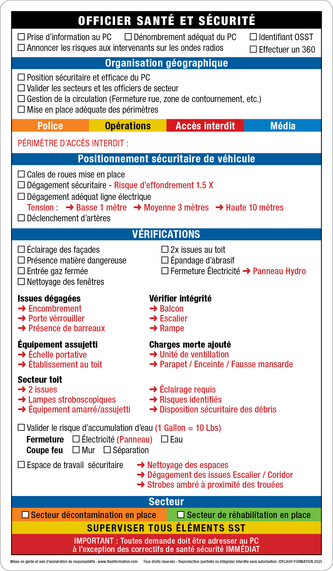 Fiche aide-mémoire pour tablette d'intervention